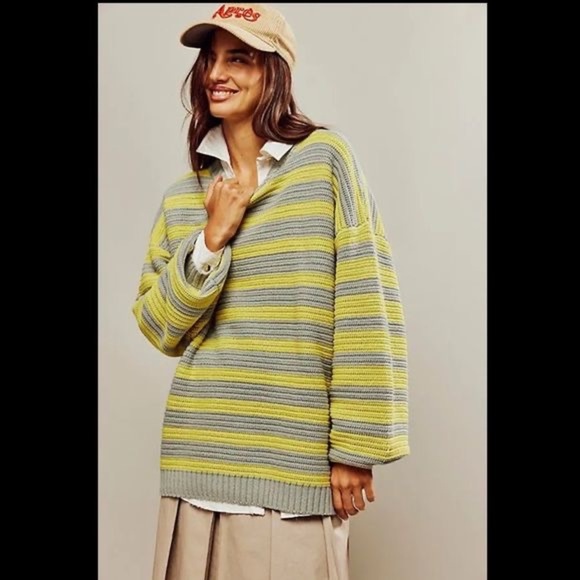 Free People Sweaters - NWOT Free People Links Pullover Striped Oversized Sweater – Size S